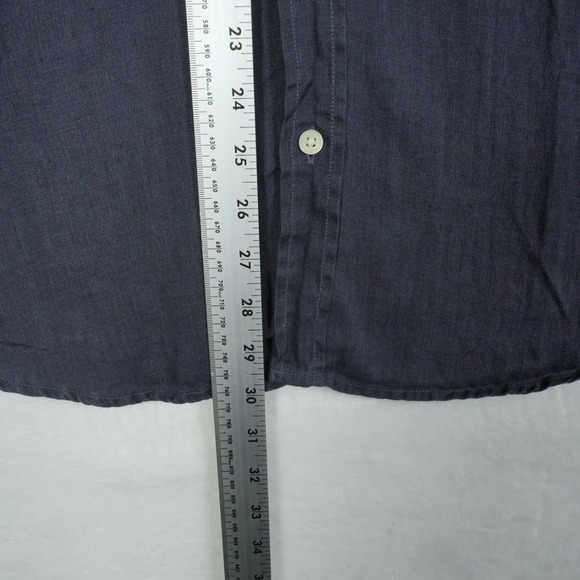 The Men's Store at Bloomingdale's DipDye Short Sleeve Linen Shirt XXL Blue Ombre - Picture 4 of 6